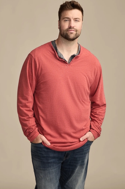 BIG & TALL VENICE BURNOUT LONG SLEEVE TEE, image 1