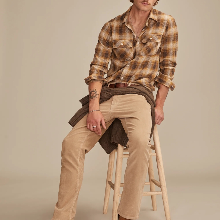 Lucky Brand Soft Knit Jersey Shirt - Men's Clothing Outerwear Shirt Jackets in Gold Multi