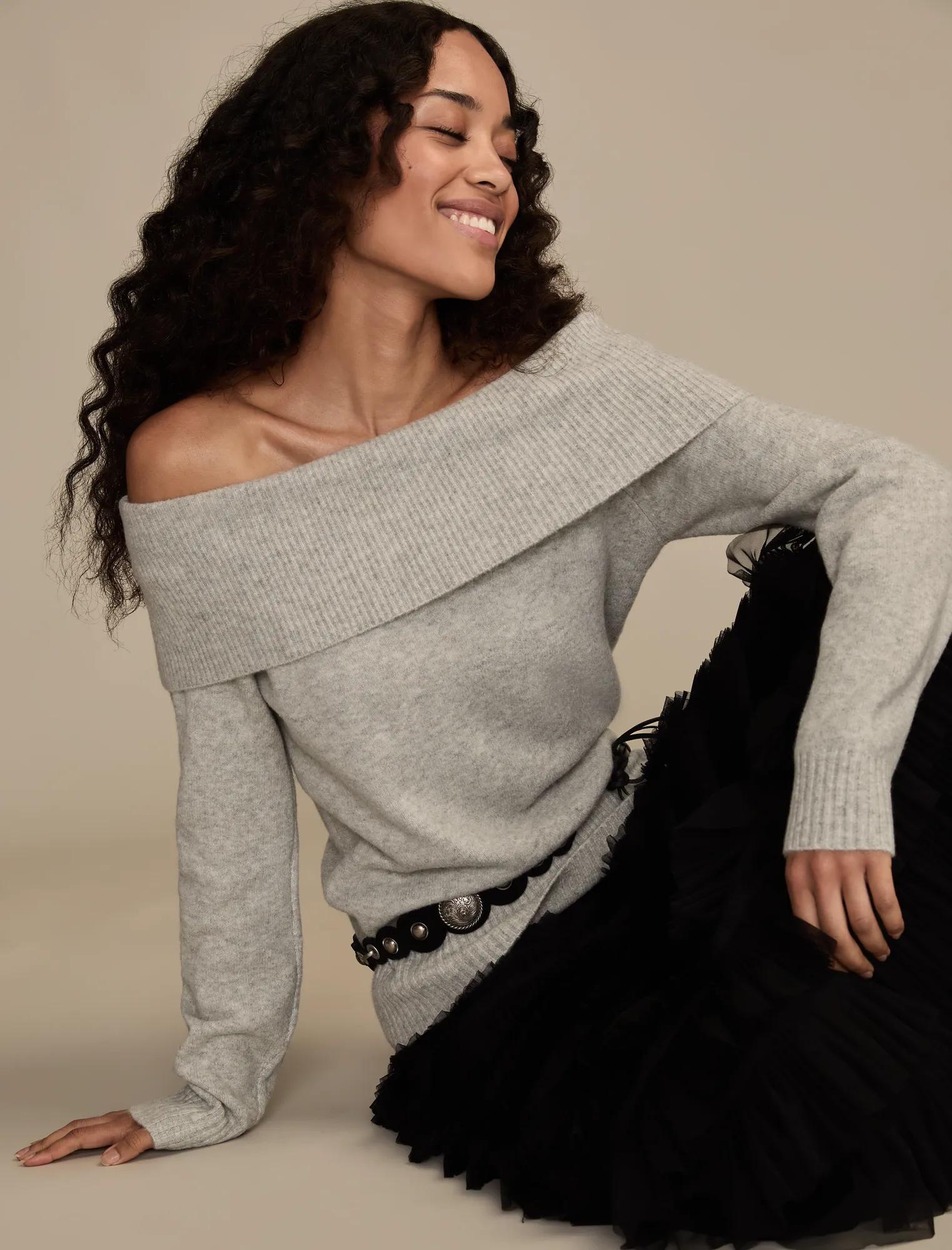 Hollister Comfy Cloud Foldover Off-the-Shoulder Sweater | Arden Fair
