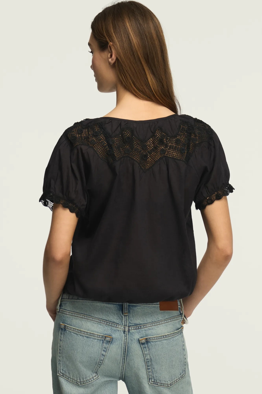 CROCHET PUFF SLEEVE BUTTON UP TOP, image 3