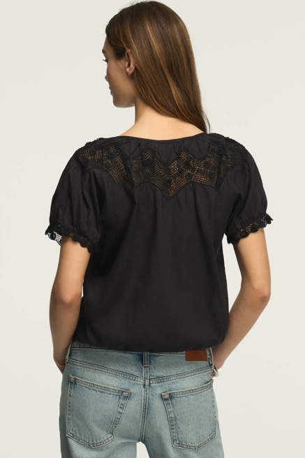 CROCHET PUFF SLEEVE BUTTON UP TOP, image 3