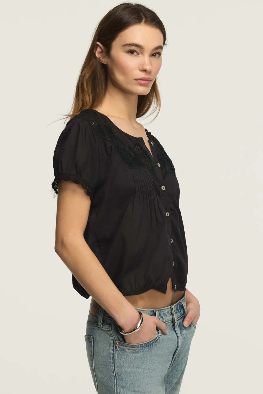 CROCHET PUFF SLEEVE BUTTON UP TOP, image 4