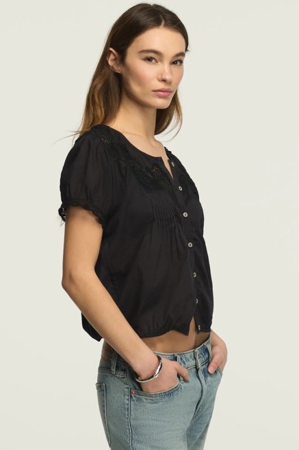CROCHET PUFF SLEEVE BUTTON UP TOP, image 4