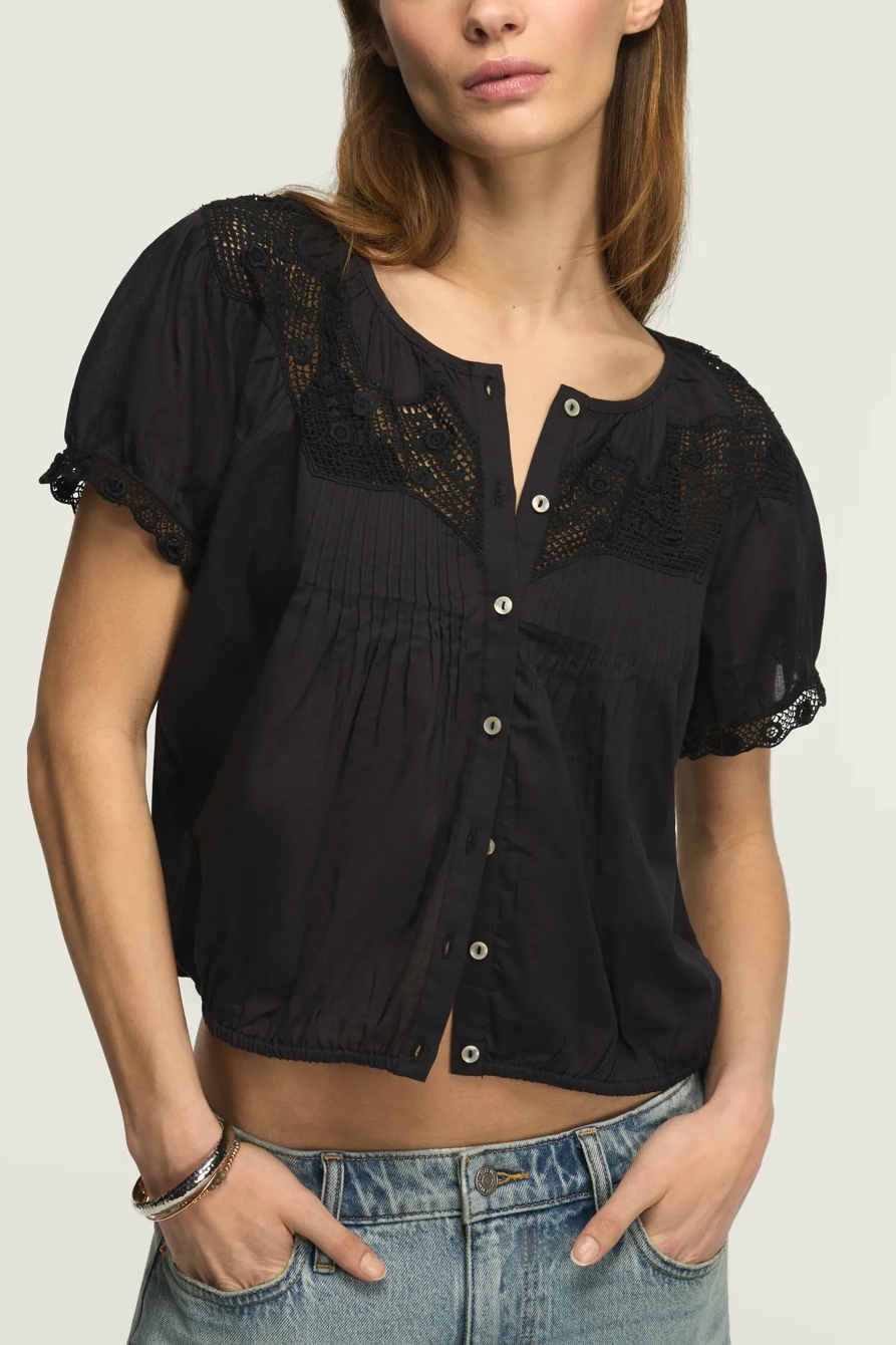 CROCHET PUFF SLEEVE BUTTON UP TOP, image 5