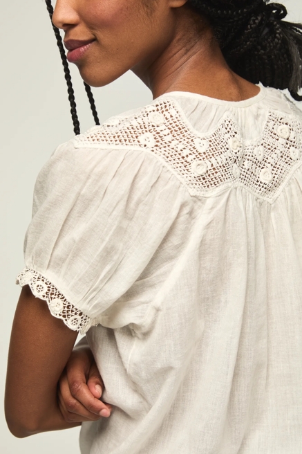 CROCHET PUFF SLEEVE BUTTON UP TOP, image 2