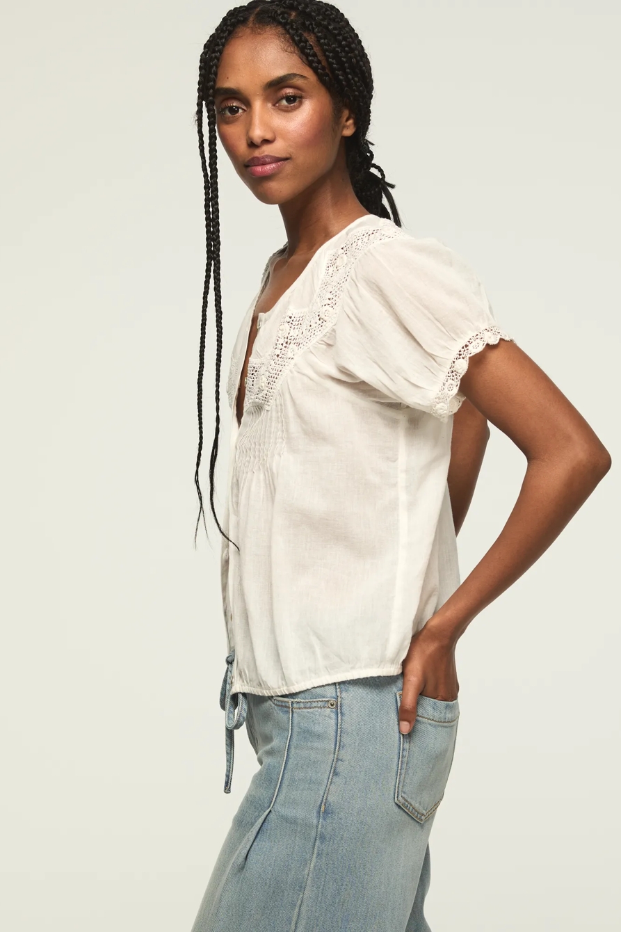 CROCHET PUFF SLEEVE BUTTON UP TOP, image 5