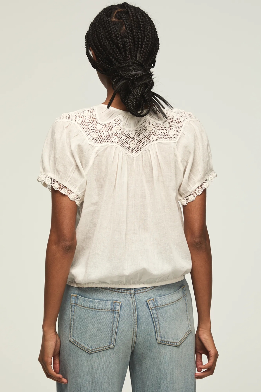 CROCHET PUFF SLEEVE BUTTON UP TOP, image 6