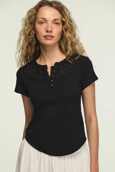 EMBROIDERED YOKE HENLEY TEE, image 1