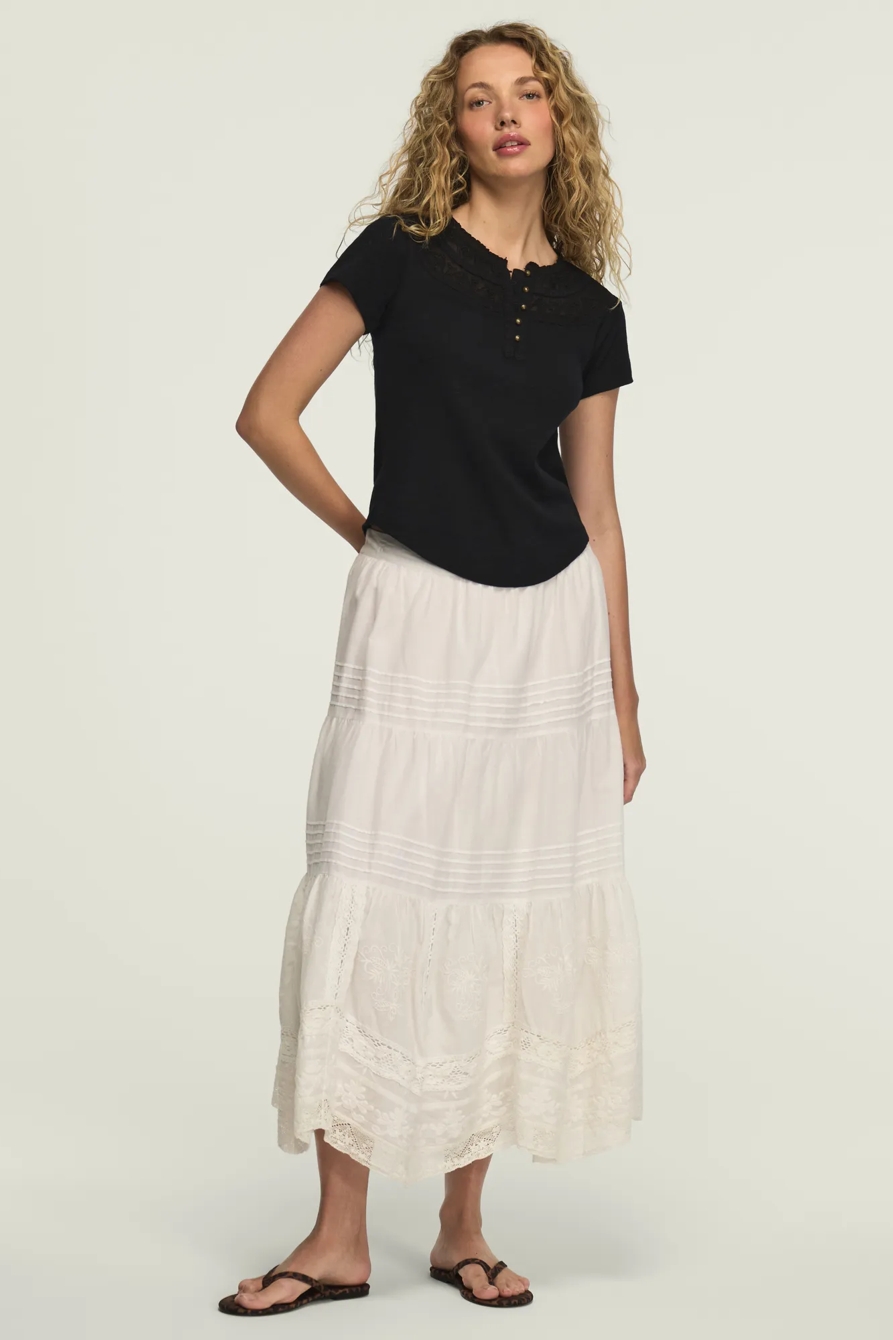 EMBROIDERED YOKE HENLEY TEE, image 2