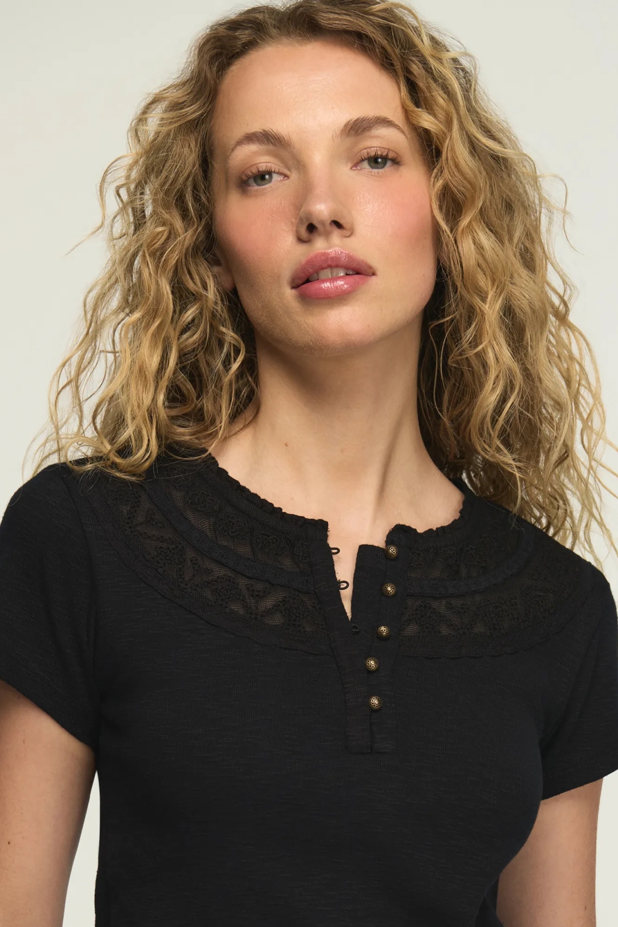 EMBROIDERED YOKE HENLEY TEE, image 4