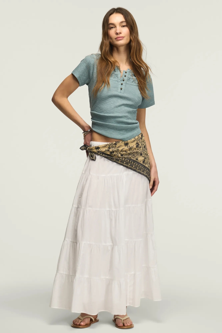 EMBROIDERED YOKE HENLEY TEE, image 2