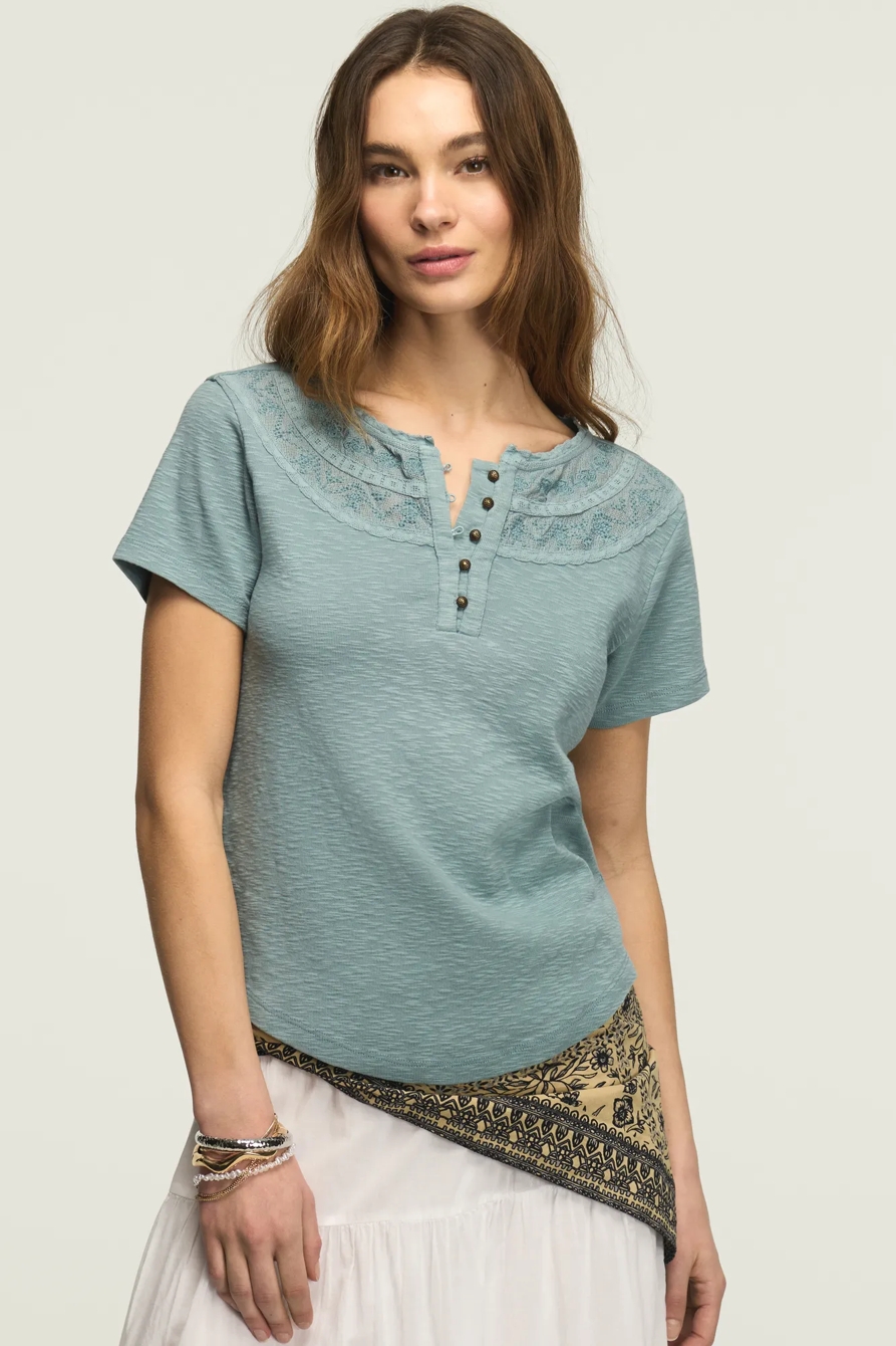 EMBROIDERED YOKE HENLEY TEE, image 4