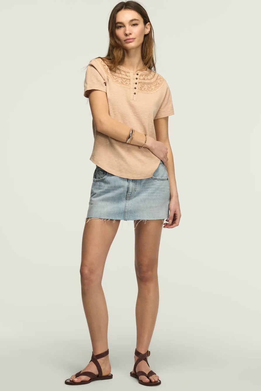 EMBROIDERED YOKE HENLEY TEE, image 2