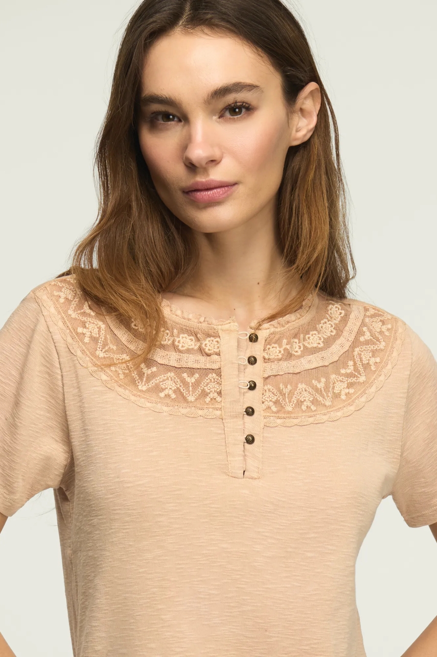 EMBROIDERED YOKE HENLEY TEE, image 5