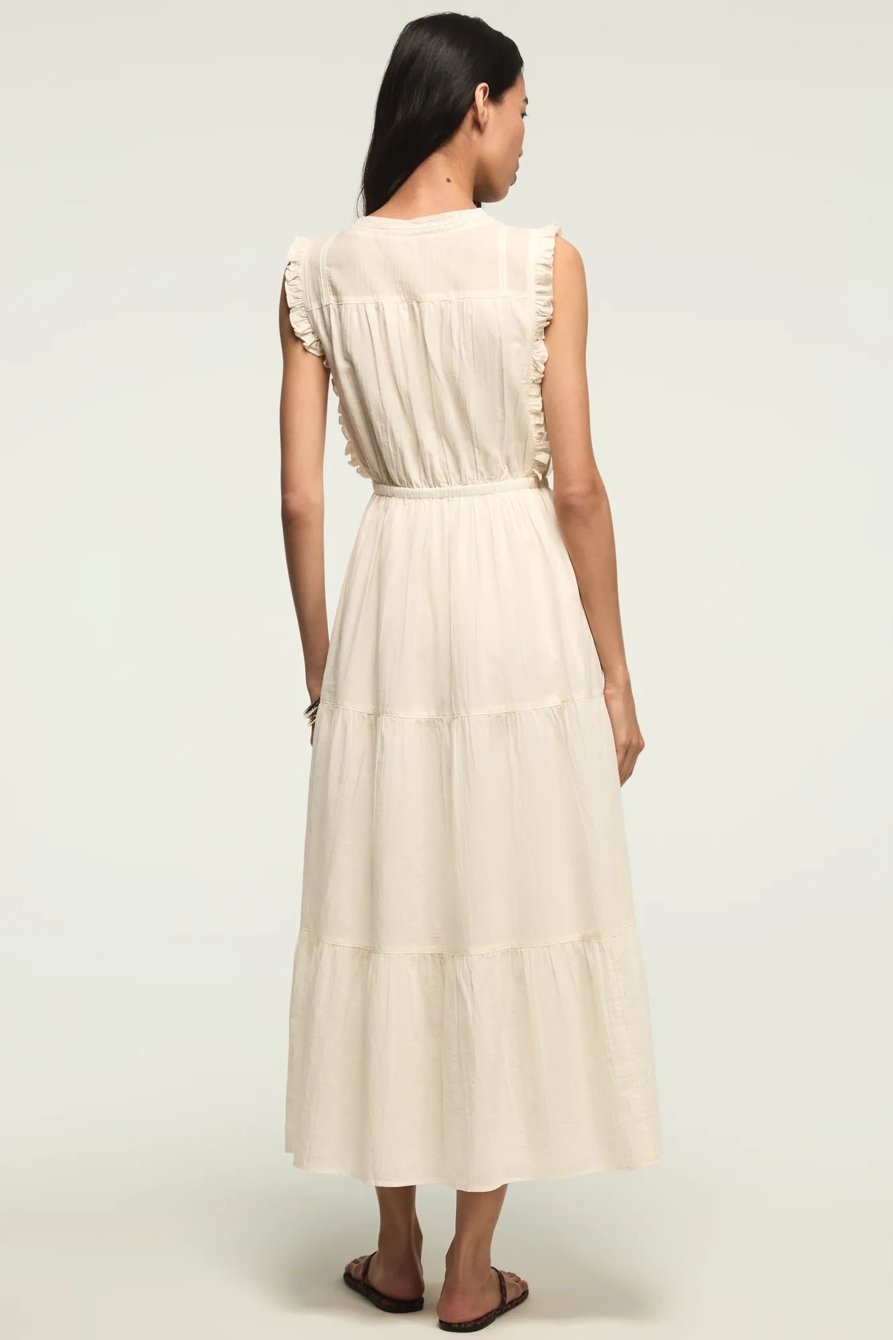 LACE TRIM TIERED MIDI DRESS, image 3