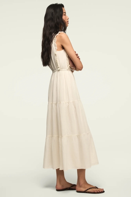 LACE TRIM TIERED MIDI DRESS, image 4