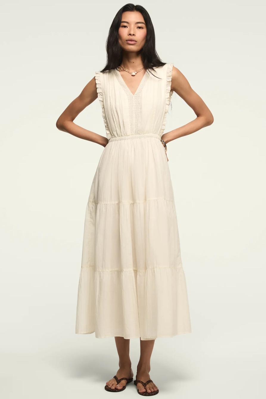 LACE TRIM TIERED MIDI DRESS, image 5