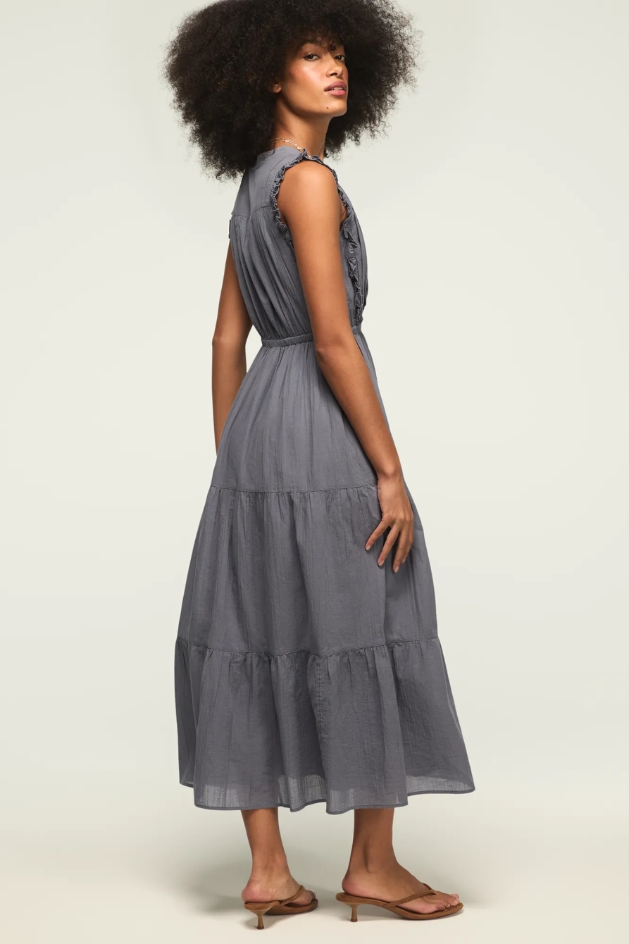 LACE TRIM TIERED MIDI DRESS, image 2