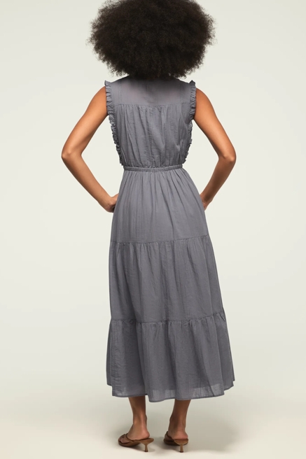 LACE TRIM TIERED MIDI DRESS, image 3