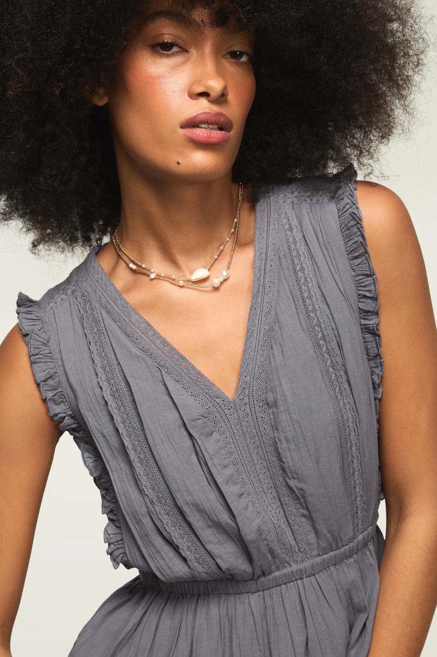 LACE TRIM TIERED MIDI DRESS, image 4