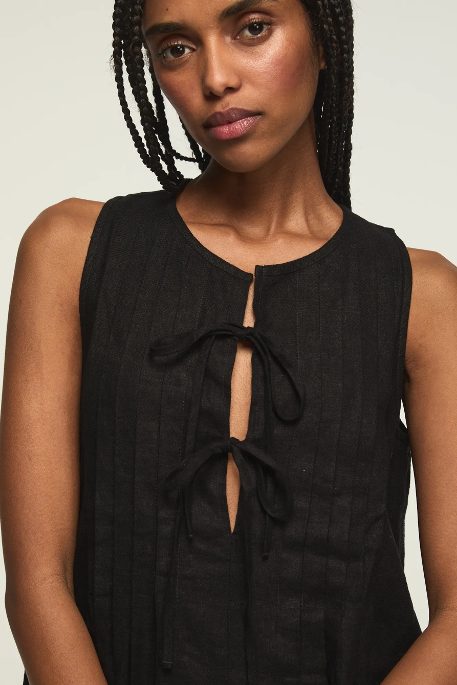 PLEATED TIE NECK MINI DRESS, image 2