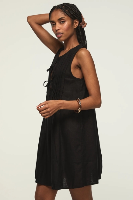 PLEATED TIE NECK MINI DRESS, image 4