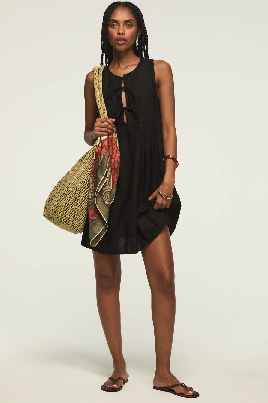 PLEATED TIE NECK MINI DRESS, image 5