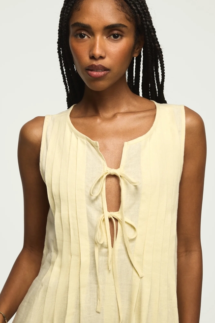 PLEATED TIE NECK MINI DRESS, image 2