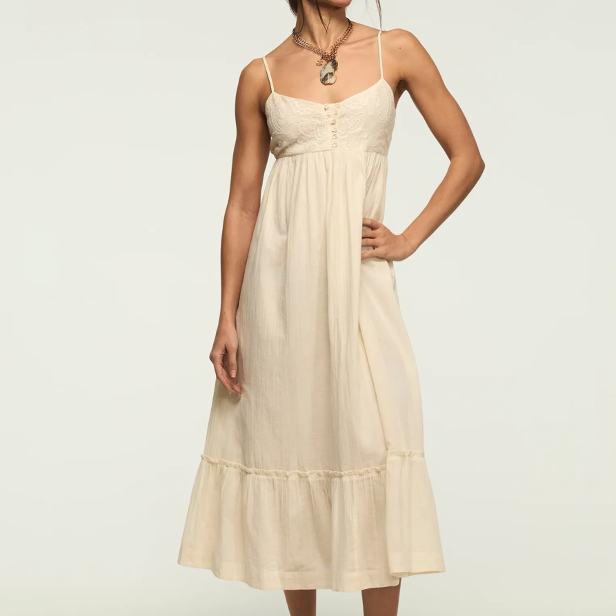 Lucky Brand Embroidered Henley Midi Dress - Women's Clothing Dresses Shirt Midi Dress