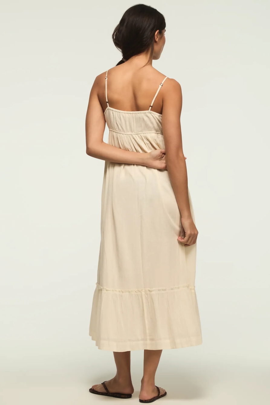 EMBROIDERED HENLEY MIDI DRESS, image 3