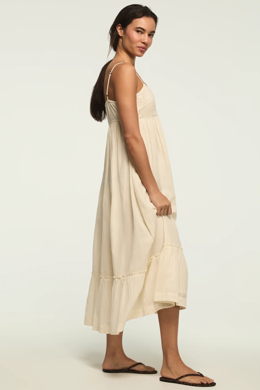 EMBROIDERED HENLEY MIDI DRESS, image 4