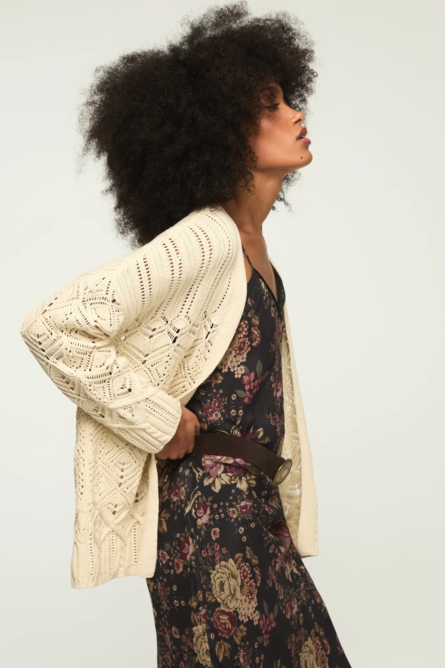 MIXED STITCH CARDIGAN SWEATER, image 4