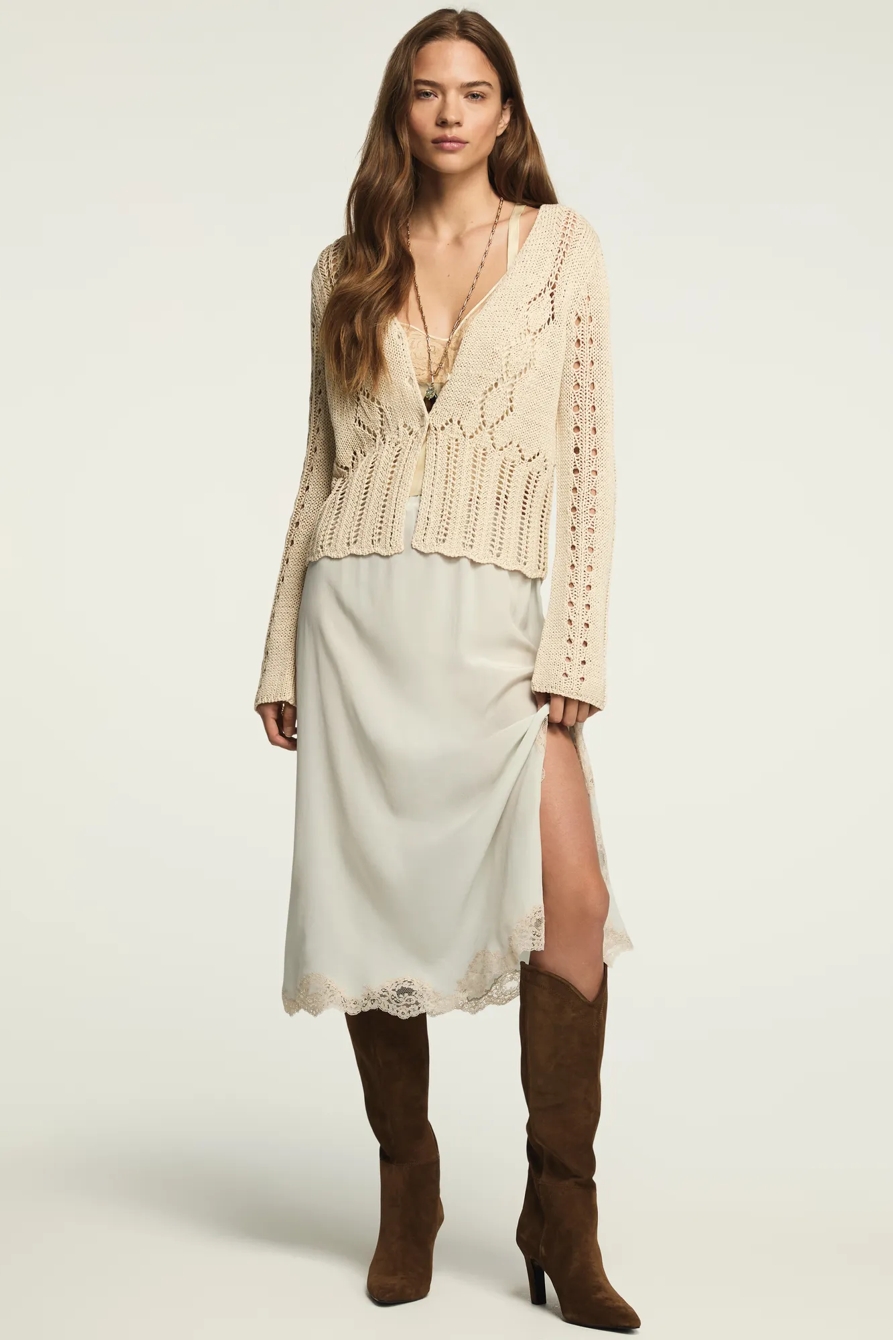 POINTELLE CROPPED CARDIGAN, image 5