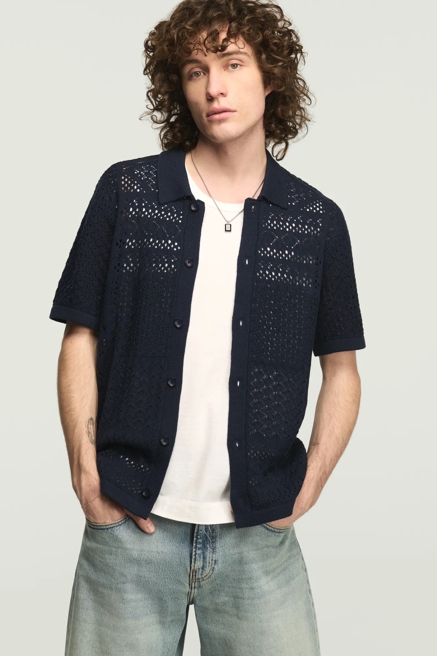 CROCHET BUTTON DOWN SWEATER, image 1