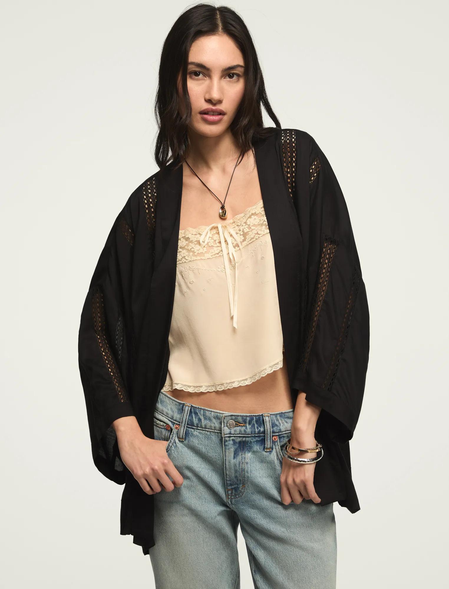 lace trimmed kimono