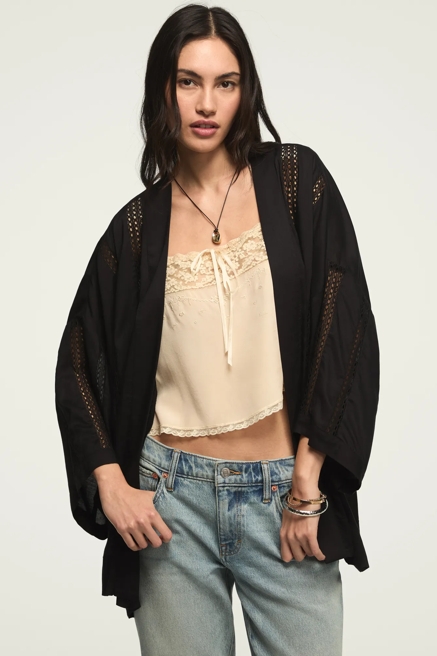 LACE TRIMMED KIMONO, image 1
