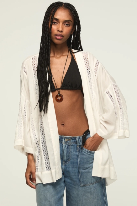 LACE TRIMMED KIMONO, image 1