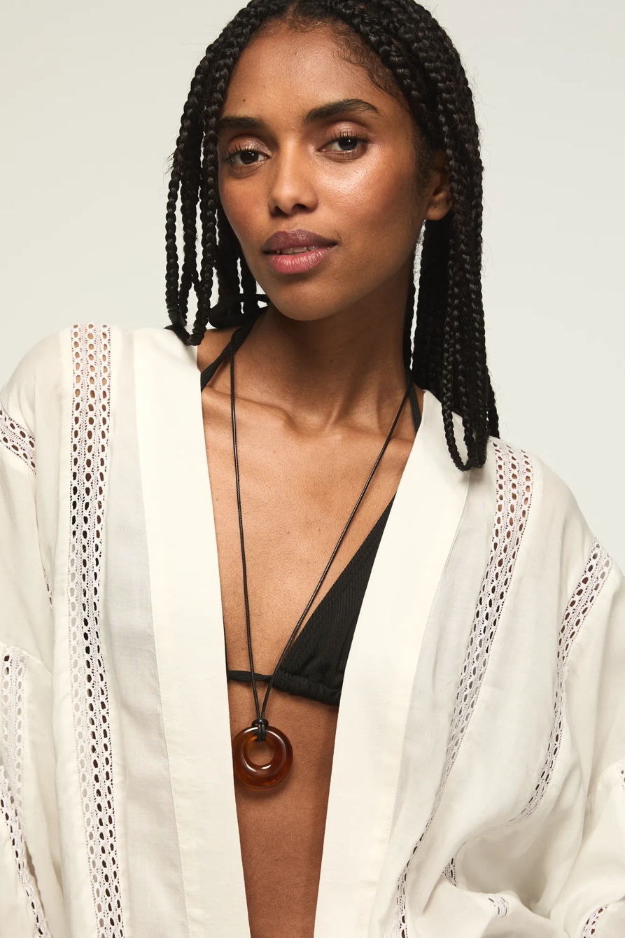 LACE TRIMMED KIMONO, image 5