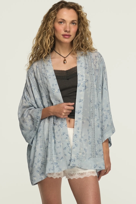 LACE TRIMMED KIMONO, image 1
