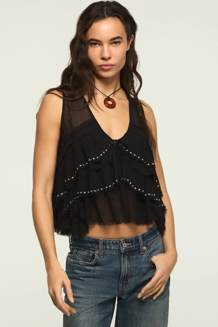 FESTIVAL STUDDED RUFFLE VEST, image 1