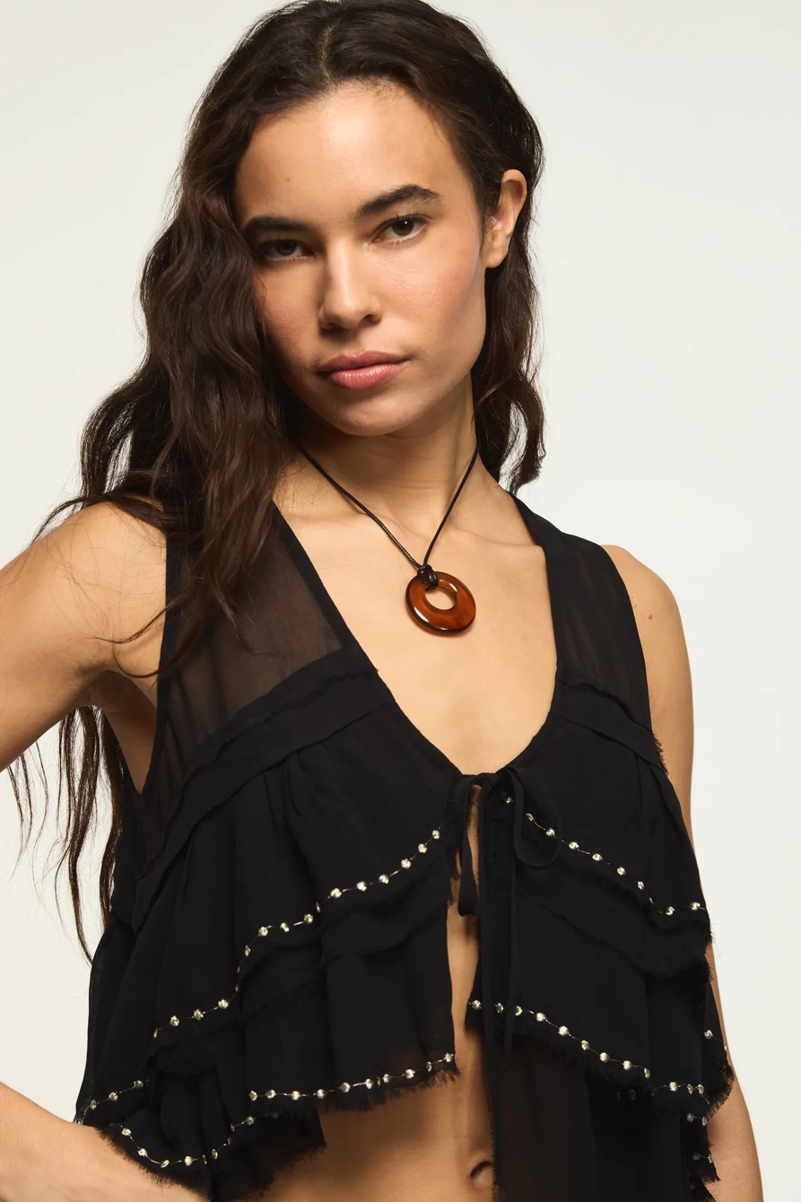FESTIVAL STUDDED RUFFLE VEST, image 2
