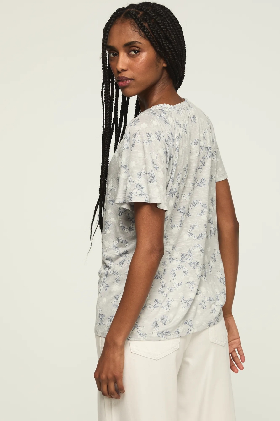 SANDWASH FLUTTER SLEEVE HENLEY TOP, image 3