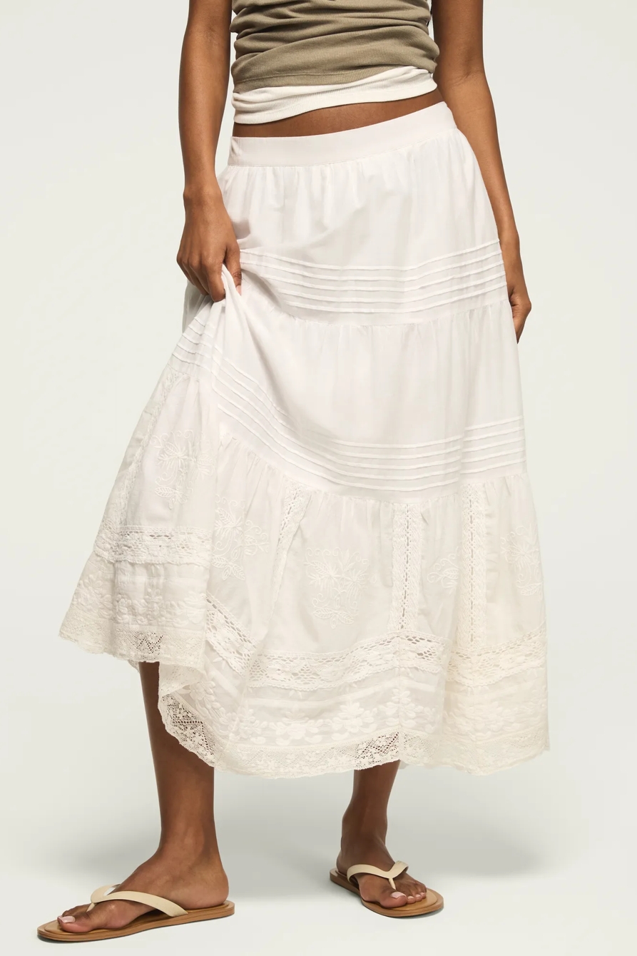 LACE TRIM MIX MIDI SKIRT, image 2