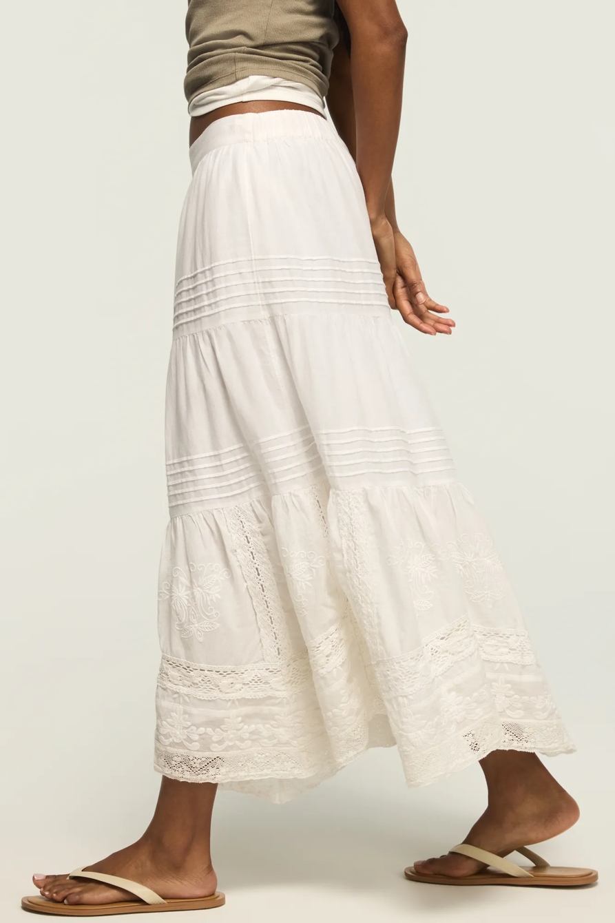 LACE TRIM MIX MIDI SKIRT, image 4
