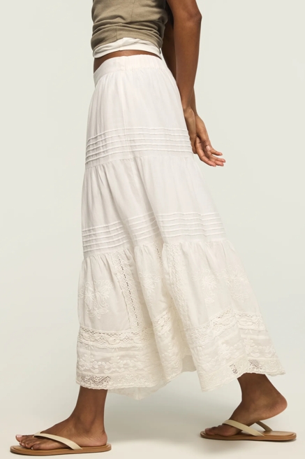 LACE TRIM MIX MIDI SKIRT, image 4