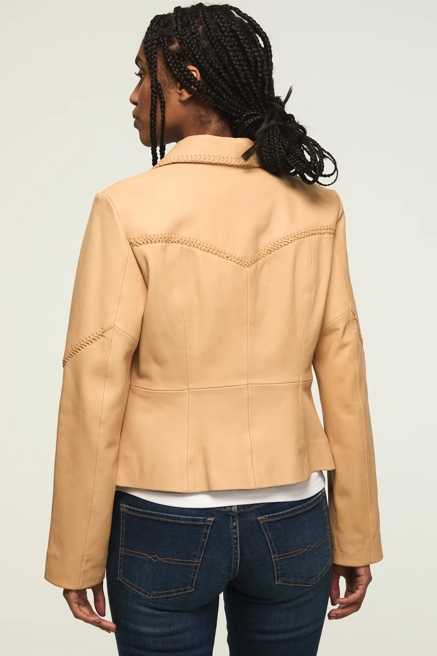 FESTIVAL BRAIDED SEAMED LEATHER JACKET, image 3