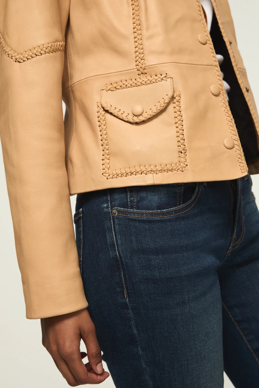 FESTIVAL BRAIDED SEAMED LEATHER JACKET, image 5