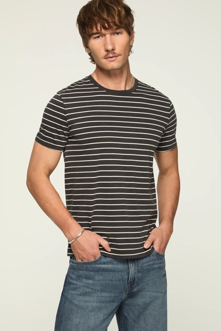 STRIPED SHORT SLEEVE SUPIMA CREW NECK TEE, image 1