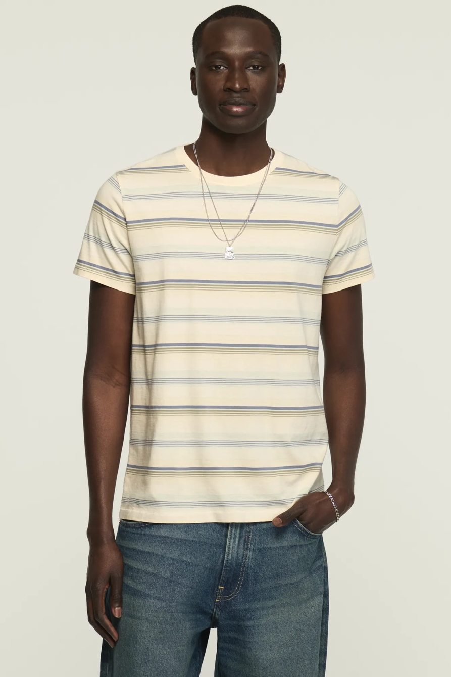 STRIPED SHORT SLEEVE SUPIMA CREW NECK TEE, image 1