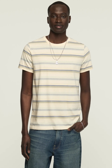 STRIPED SHORT SLEEVE SUPIMA CREW NECK TEE, image 1